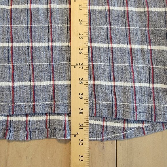 POETRY Dress Linen Blend MIDI Shirt U.S. 2 Lagenlook Relaxed Fit Plaid - Picture 5 of 10